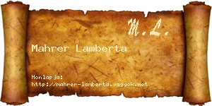 Mahrer Lamberta névjegykártya